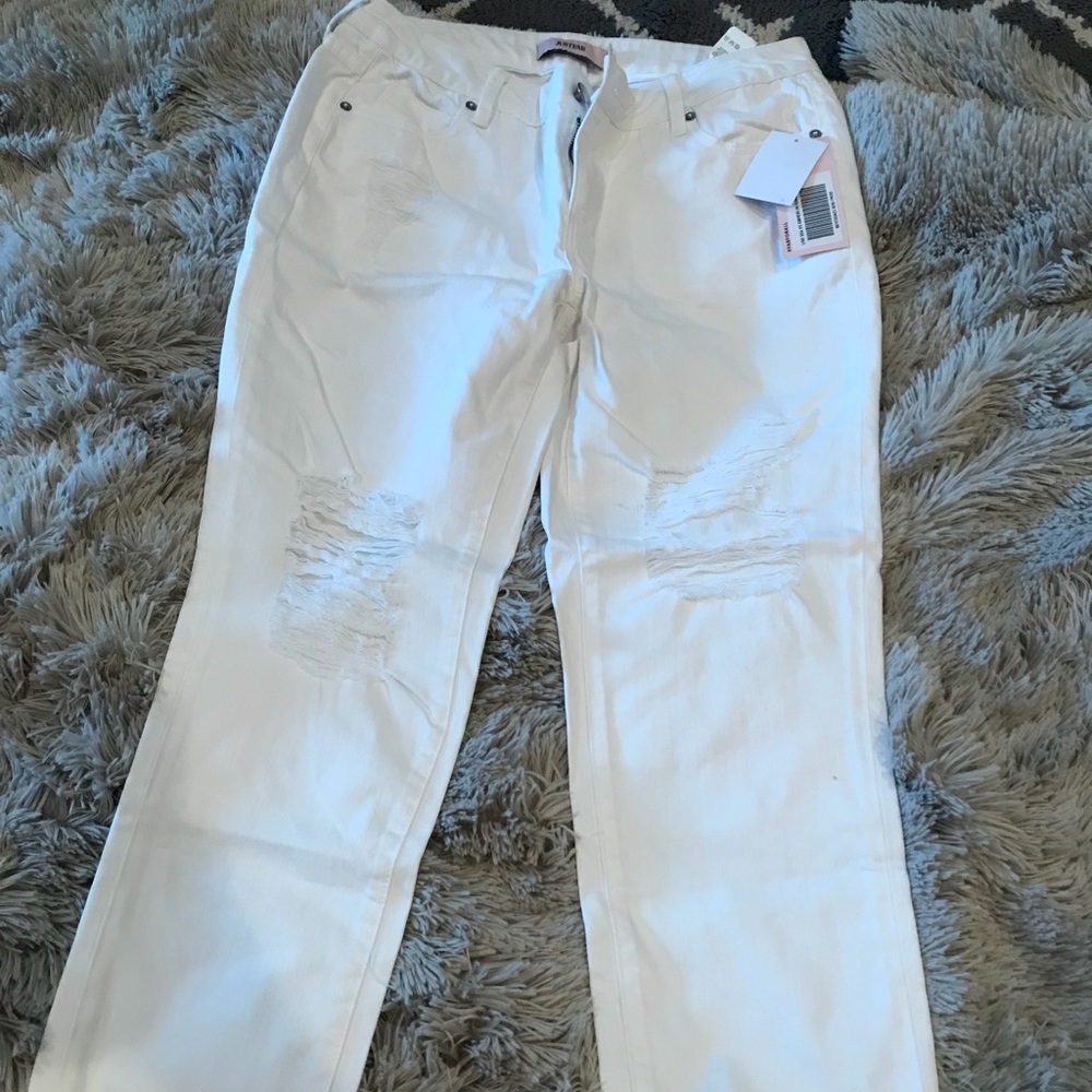 Just fab white boyfriend jeans